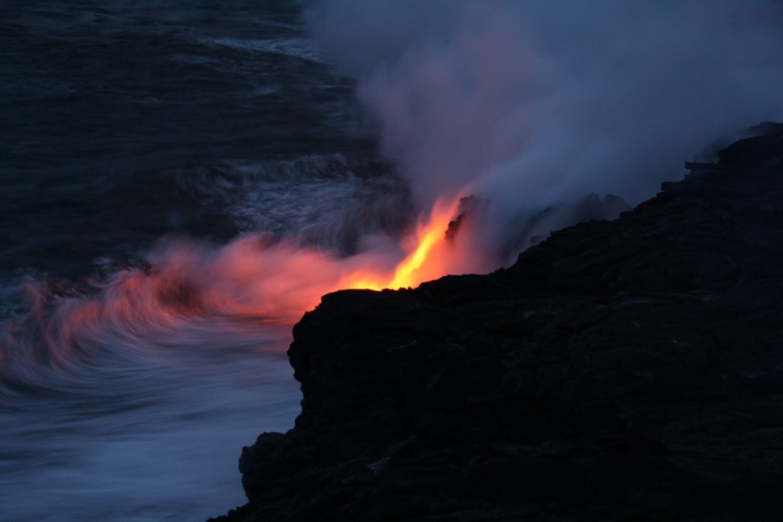 lava flow into the sea big island Big Island