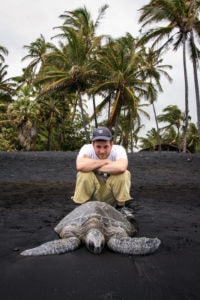 Punaluu black Sand Beach turtle